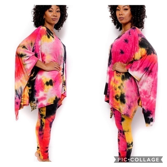 Diva Plus 2 Piece Tied Dyed Top & Leggings - Picture 2 of 3